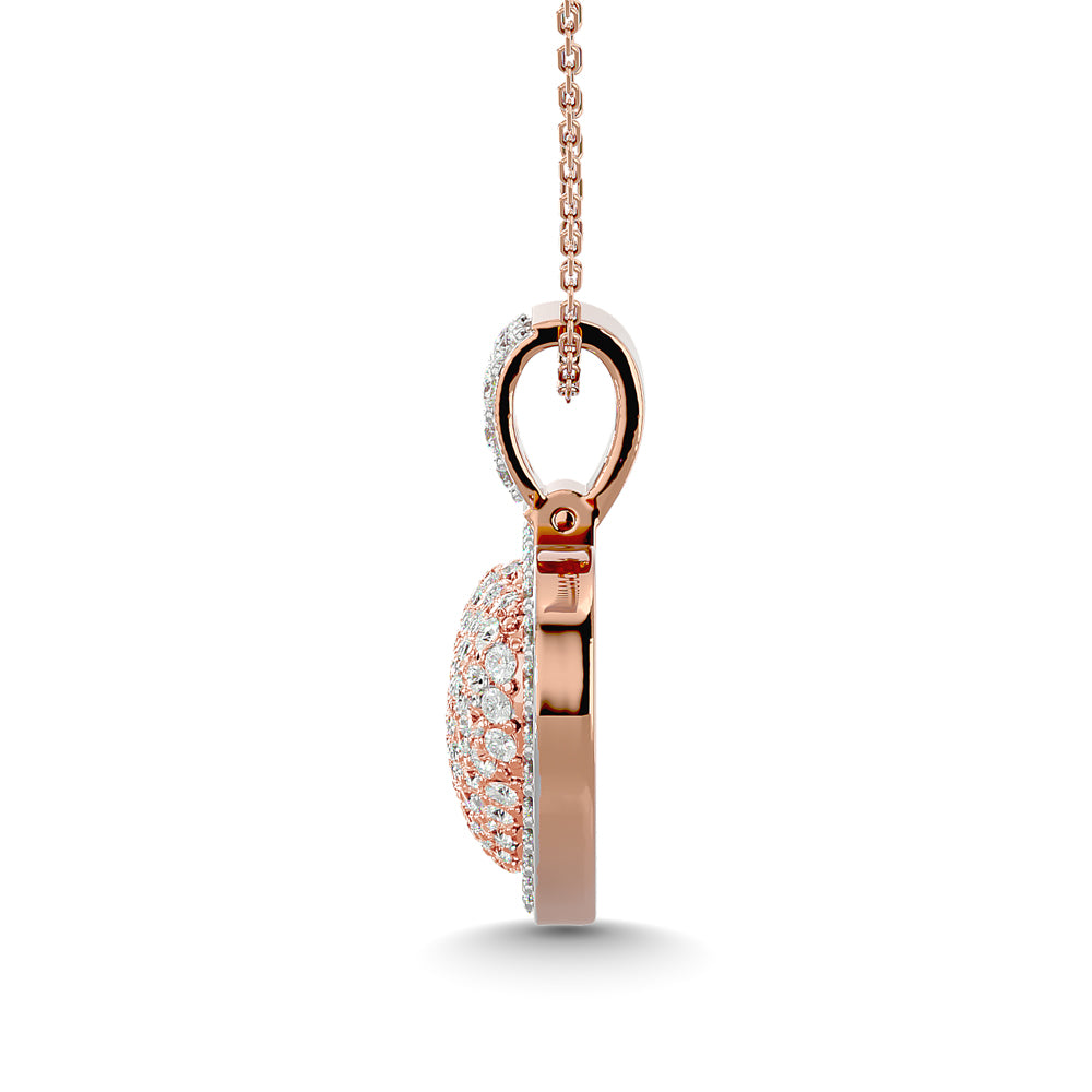 Diamond 1 1/2 Ct Tw Heart Pendant In 10K Pink Gold With White Gold Touch