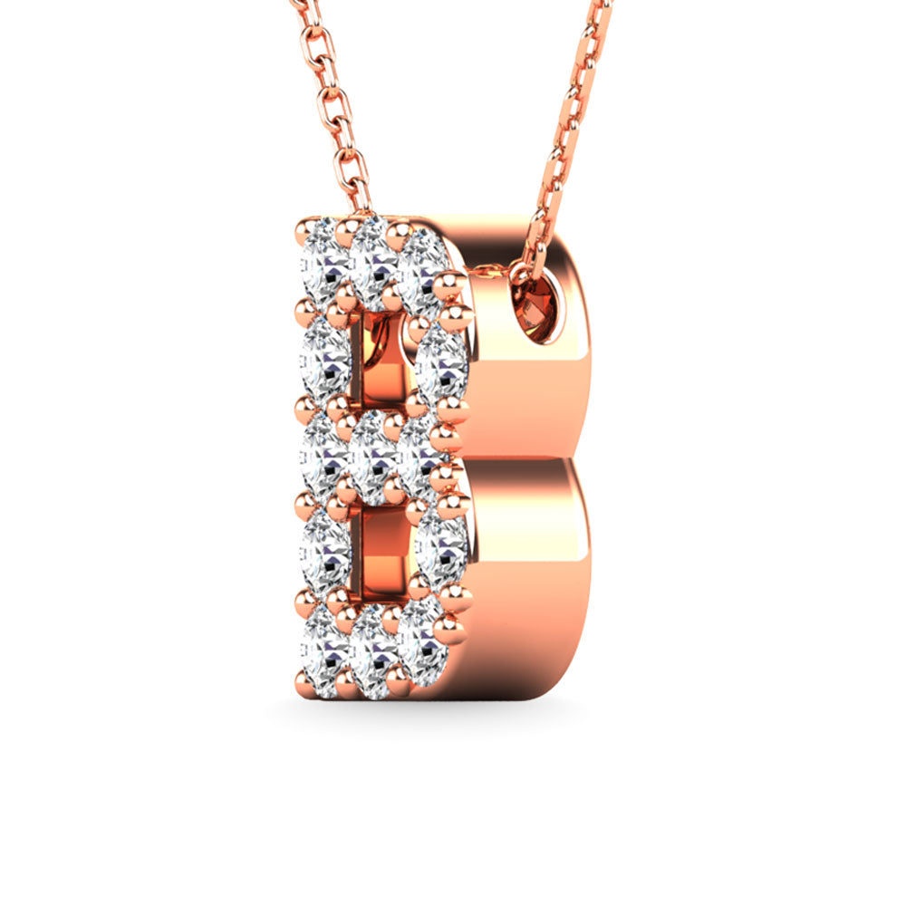 Diamond 1/8 Ct.Tw. Letter B Pendant In 14K Rose Gold&Quot;&Quot;