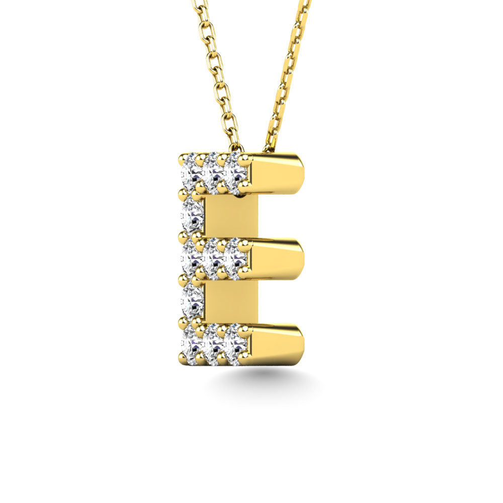 Diamond 1/10 Ct.Tw. Letter E Pendant In 14K Yellow Gold&Quot;&Quot;