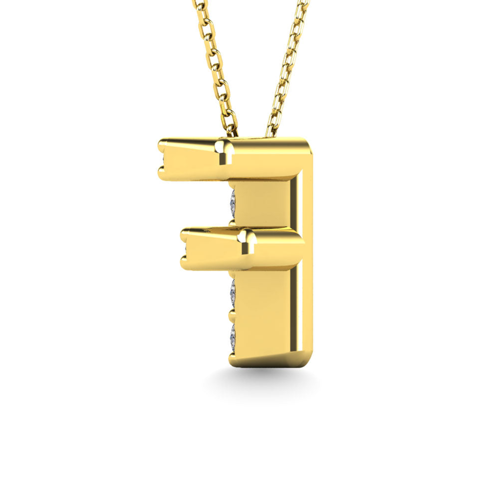 Diamond 1/10 Ct.Tw. Letter F Pendant In 14K Yellow Gold&Quot;&Quot;