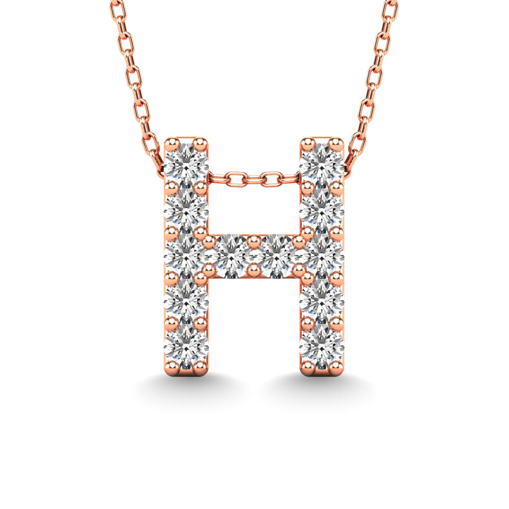 Diamond 1/8 Ct.Tw. Letter H Pendant In 14K Rose Gold&Quot;&Quot;