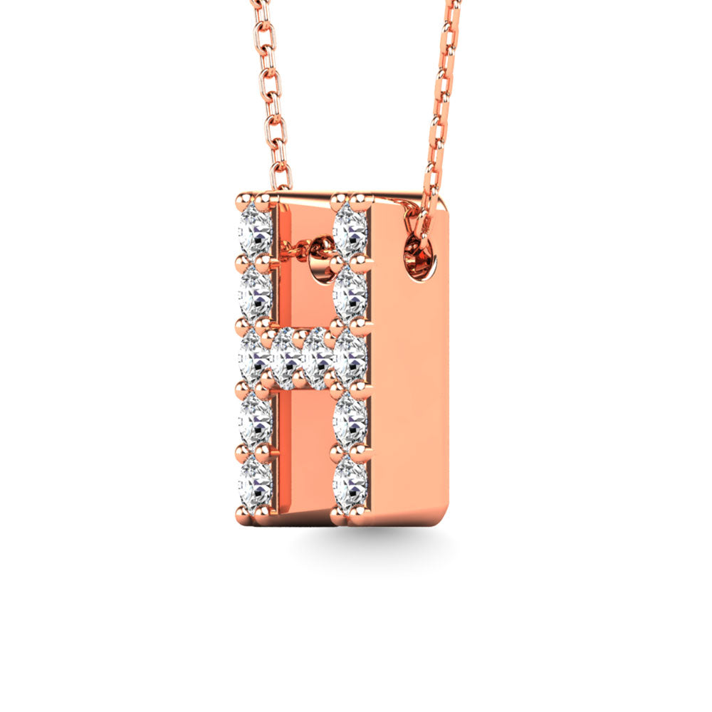 Diamond 1/8 Ct.Tw. Letter H Pendant In 14K Rose Gold&Quot;&Quot;