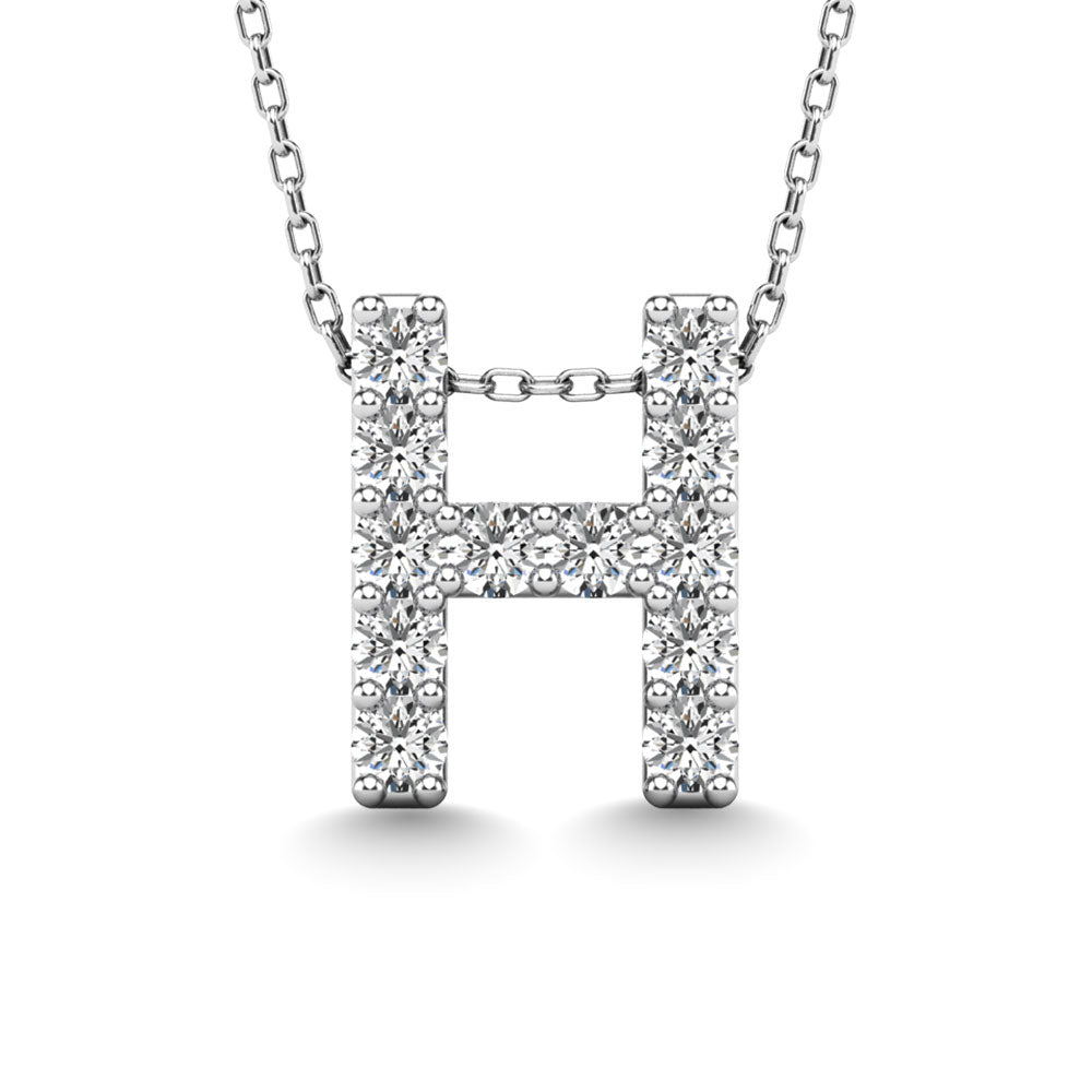 Diamond 1/8 Ct.Tw. Letter H Pendant In 14K White Gold&Quot;&Quot;