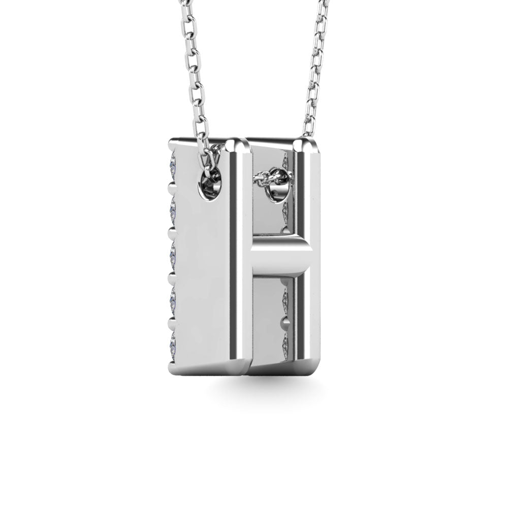 Diamond 1/8 Ct.Tw. Letter H Pendant In 14K White Gold&Quot;&Quot;