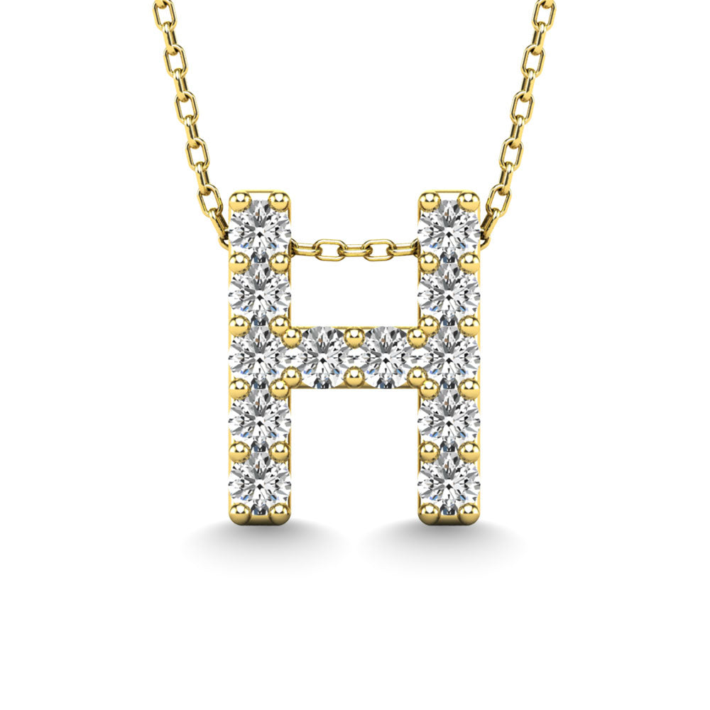 Diamond 1/8 Ct.Tw. Letter H Pendant In 14K Yellow Gold&Quot;&Quot;