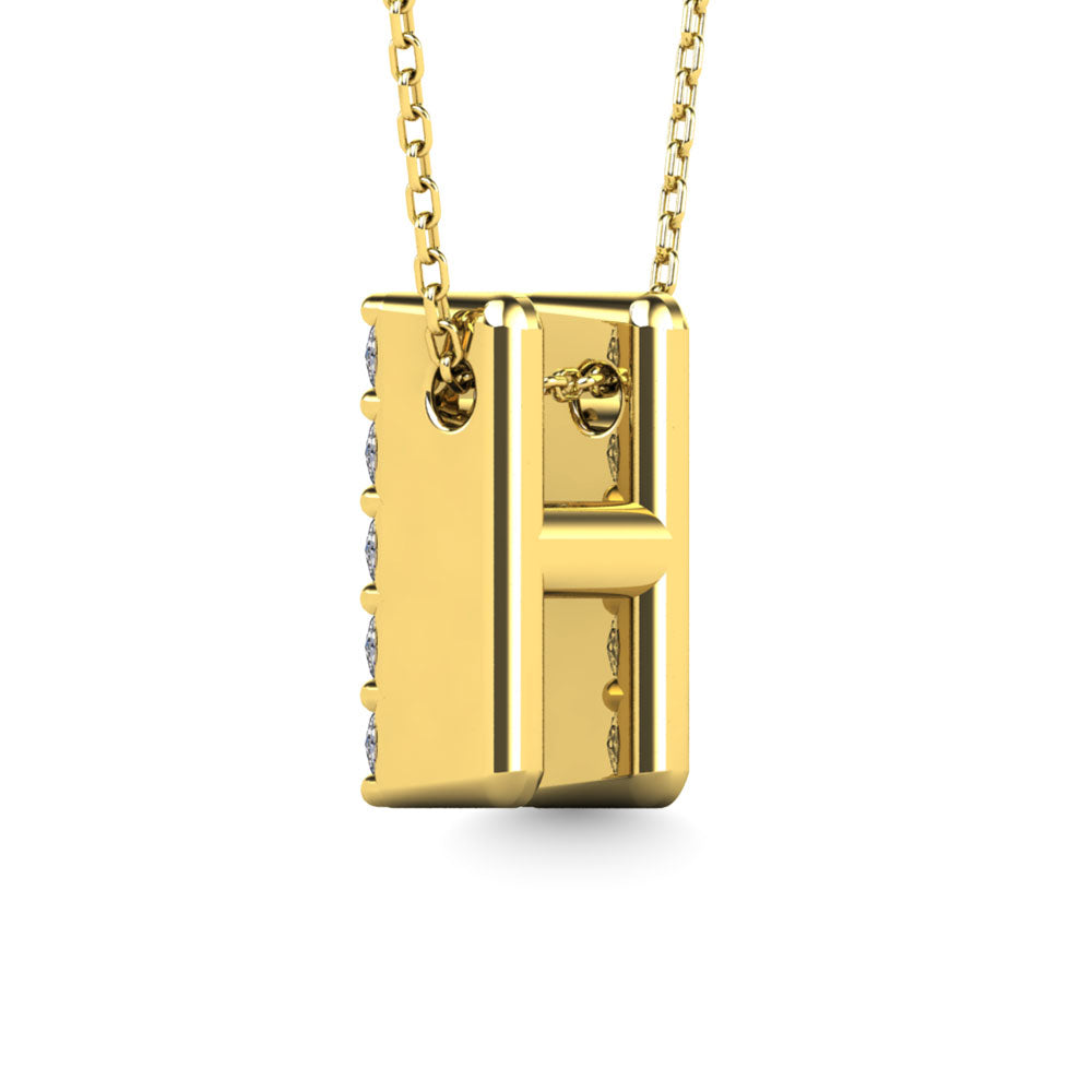 Diamond 1/8 Ct.Tw. Letter H Pendant In 14K Yellow Gold&Quot;&Quot;