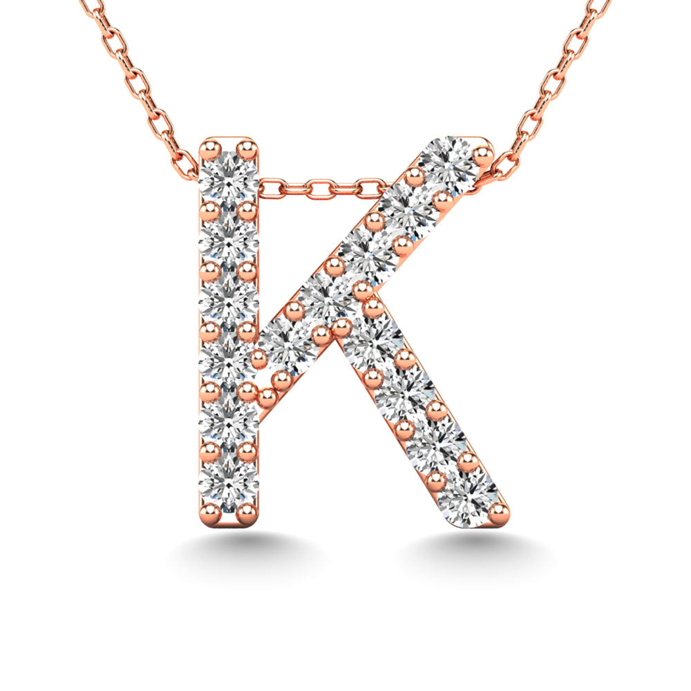 Diamond 1/8 Ct.Tw. Letter K Pendant In 14K Rose Gold&Quot;&Quot;