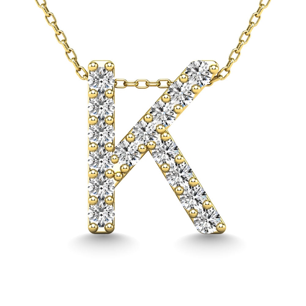 Diamond 1/8 Ct.Tw. Letter K Pendant In 14K Yellow Gold&Quot;&Quot;