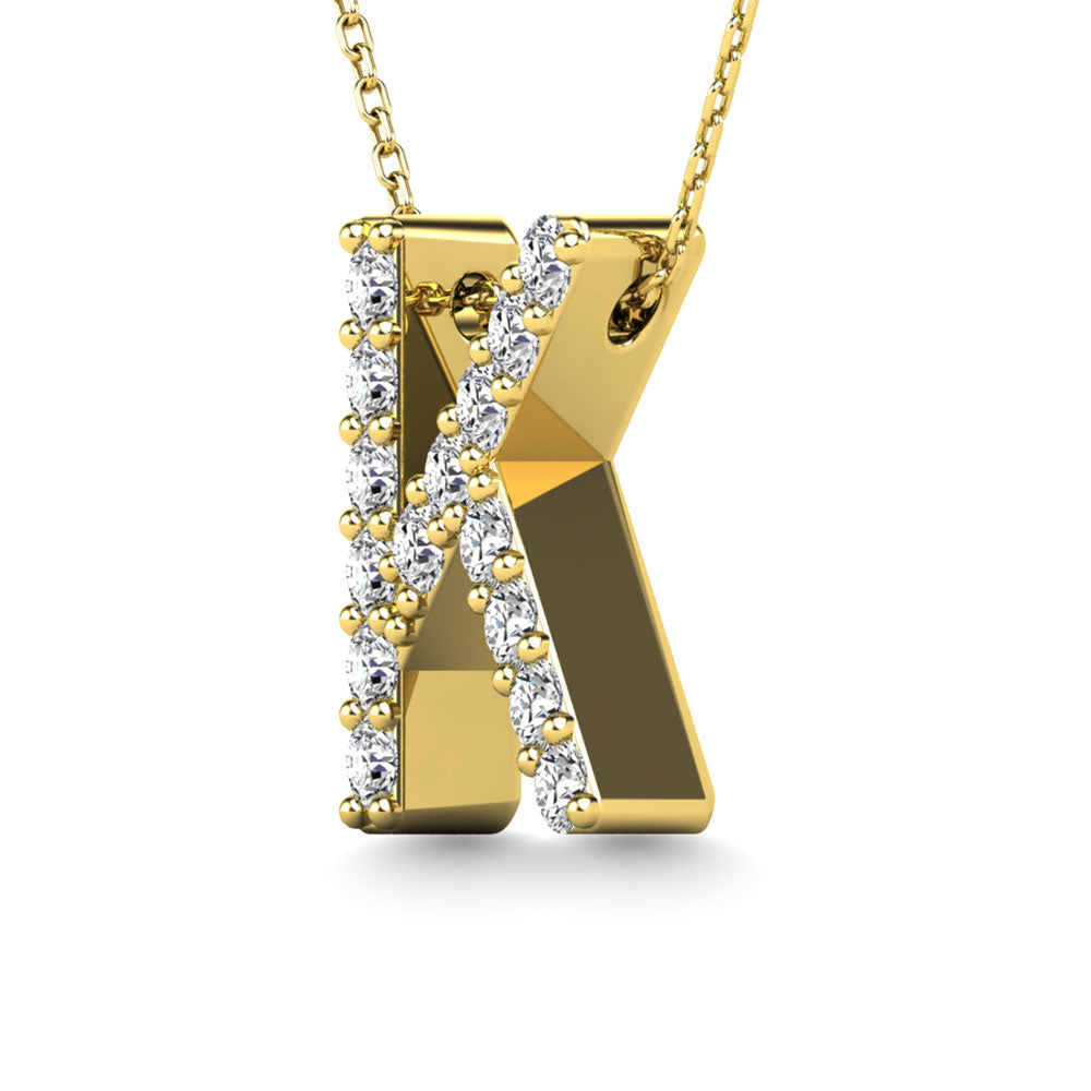 Diamond 1/8 Ct.Tw. Letter K Pendant In 14K Yellow Gold&Quot;&Quot;