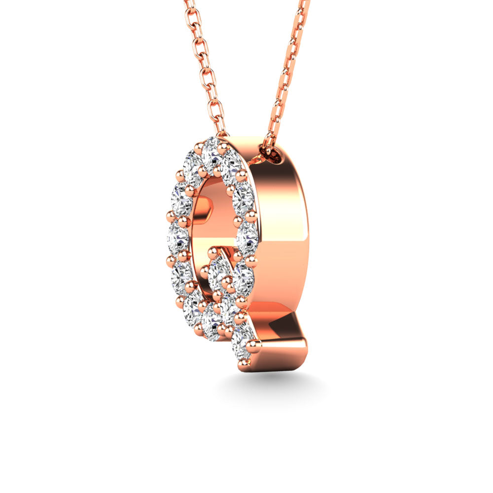 Diamond 1/6 Ct.Tw. Letter Q Pendant In 14K Rose Gold&Quot;&Quot;