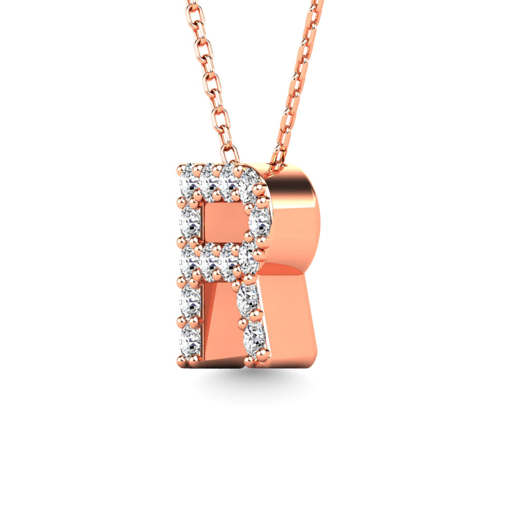 Diamond 1/8 Ct.Tw. Letter R Pendant In 14K Rose Gold&Quot;&Quot;