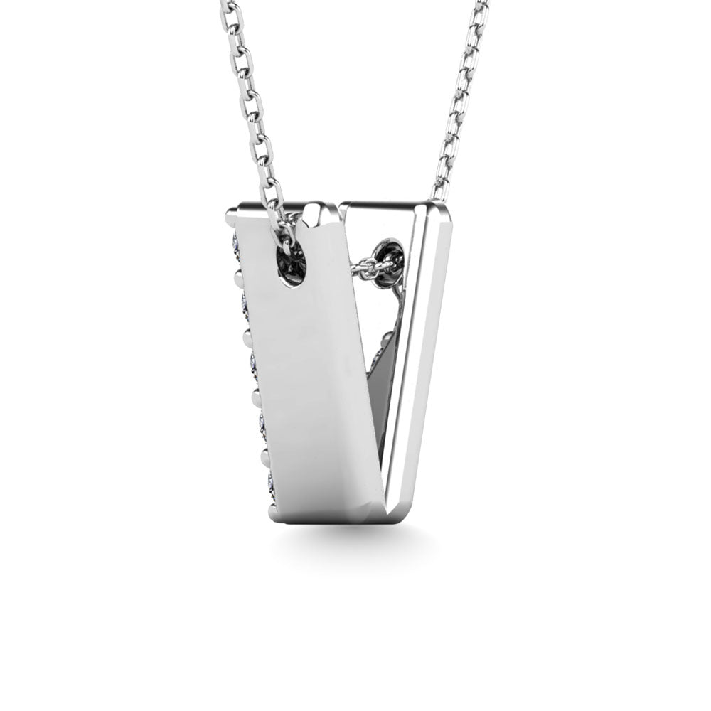 Diamond 1/10 Ct.Tw. Letter V Pendant In 14K White Gold&Quot;&Quot;