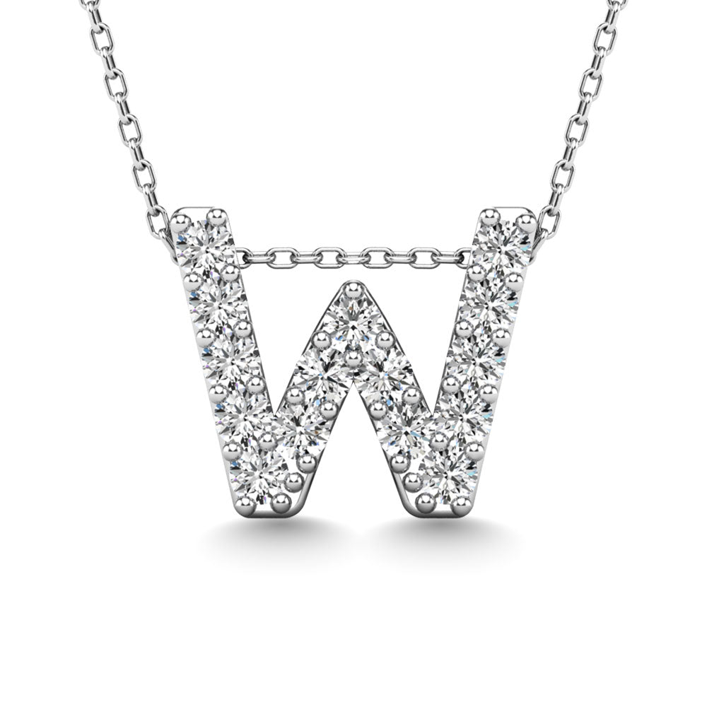 Diamond 1/6 Ct.Tw. Letter W Pendant In 14K White Gold&Quot;&Quot;