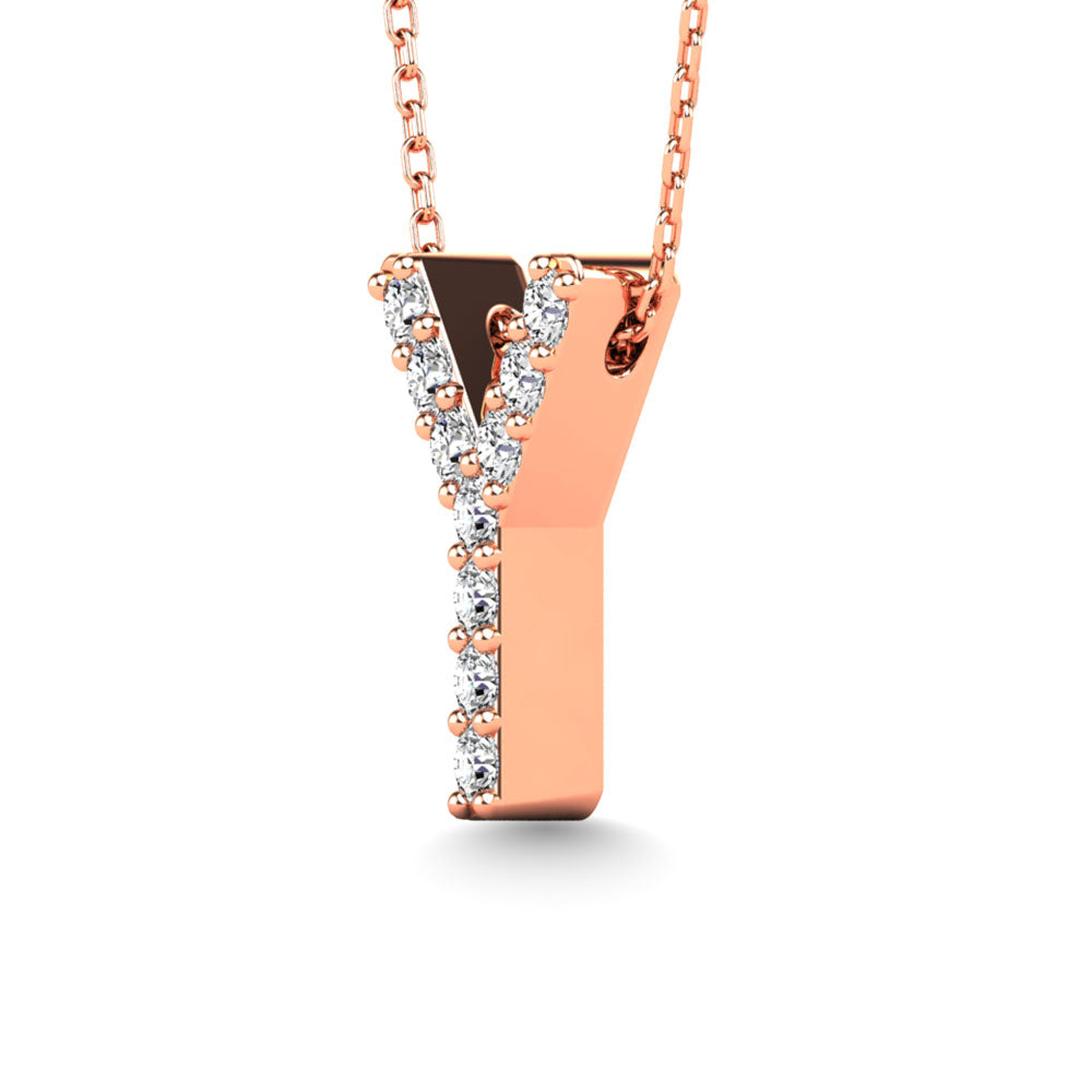 Diamond 1/10 Ct.Tw. Letter Y Pendant in 14K Rose Gold""