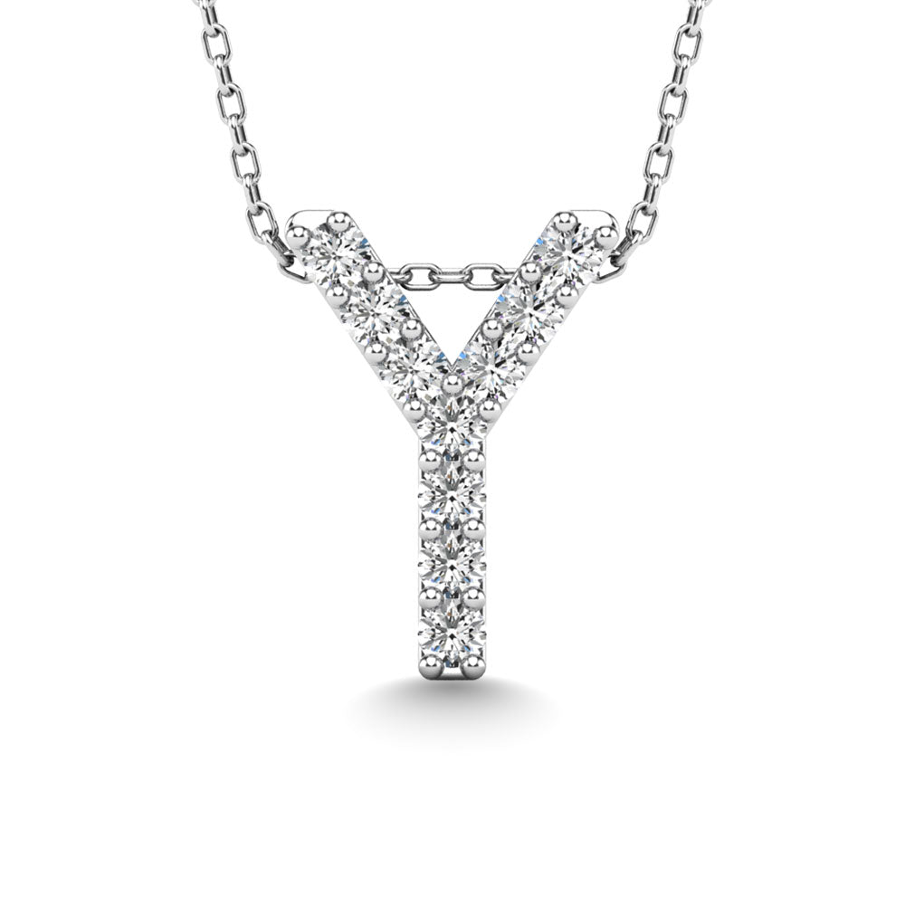 Diamond 1/10 Ct.Tw. Letter Y Pendant In 14K White Gold&Quot;&Quot;
