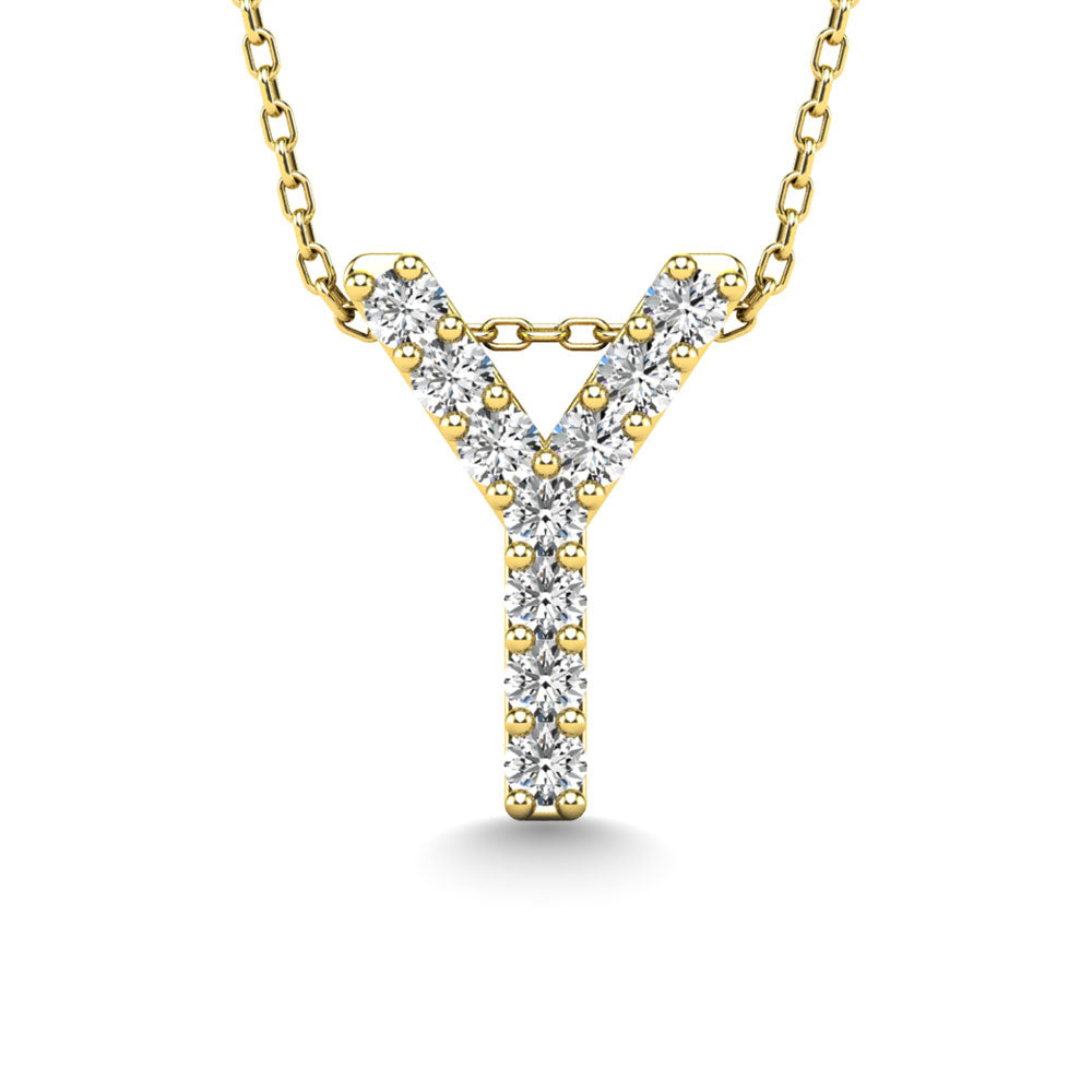 Diamond 1/10 Ct.Tw. Letter Y Pendant in 14K Yellow Gold""