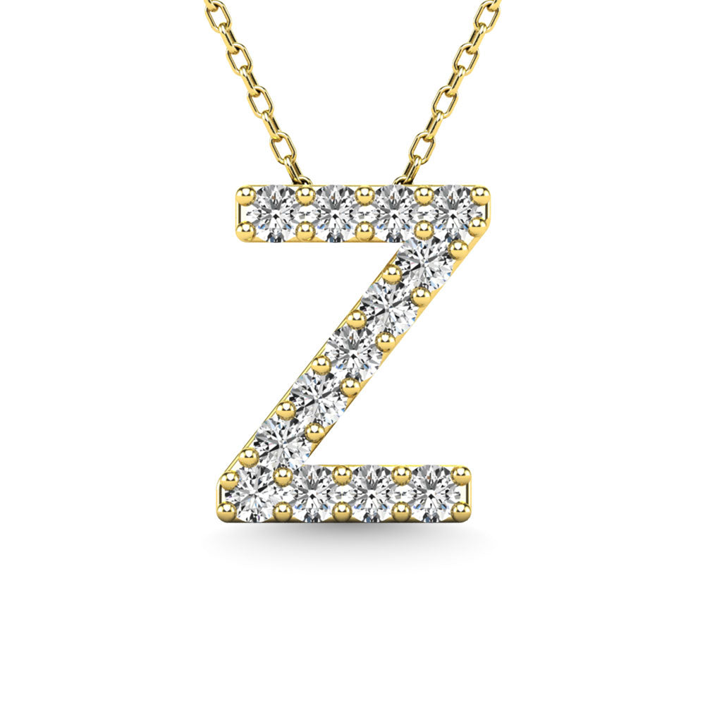 Diamond 1/8 Ct.Tw. Letter Z Pendant in 14K Yellow Gold""