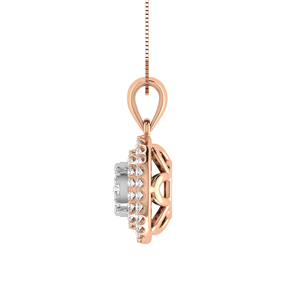10K Rose Gold 3/4 Ct.Tw. Diamond Cluster Round Shape Pendant
