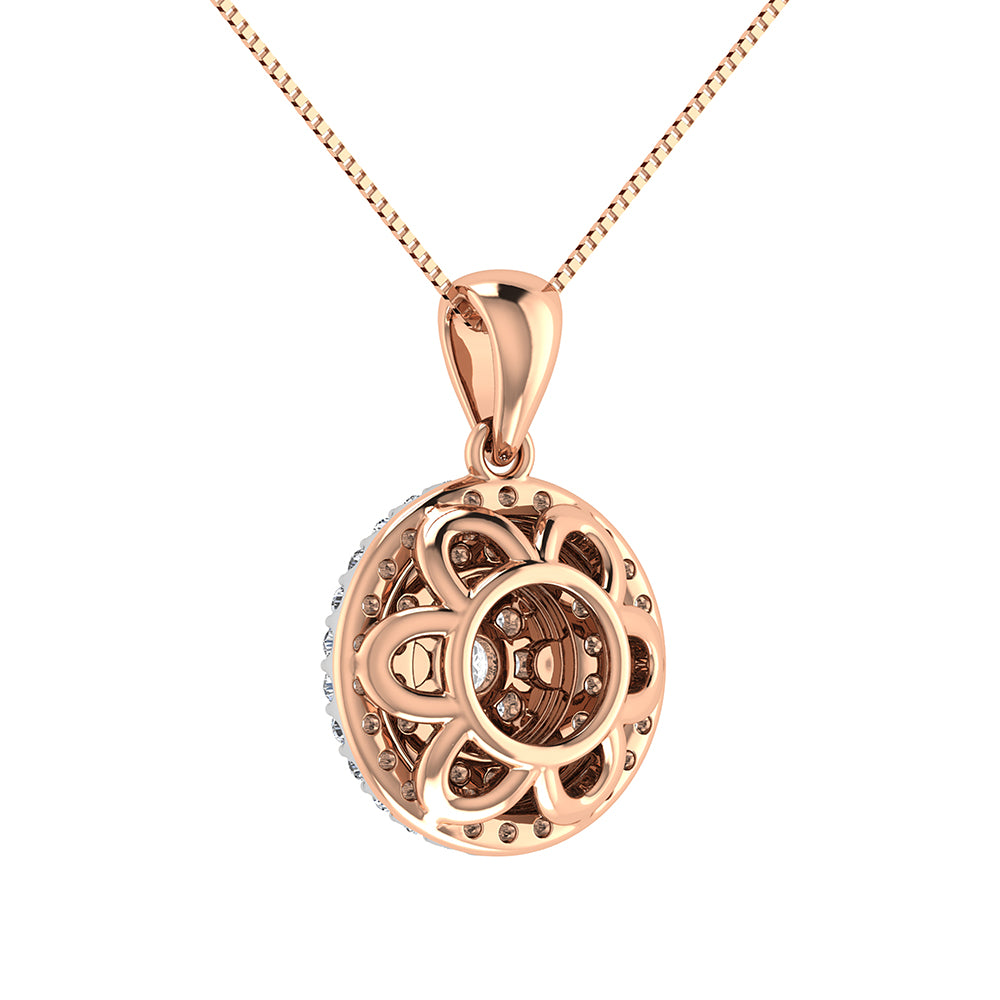 10K Rose Gold 3/4 Ct.Tw. Diamond Cluster Round Shape Pendant