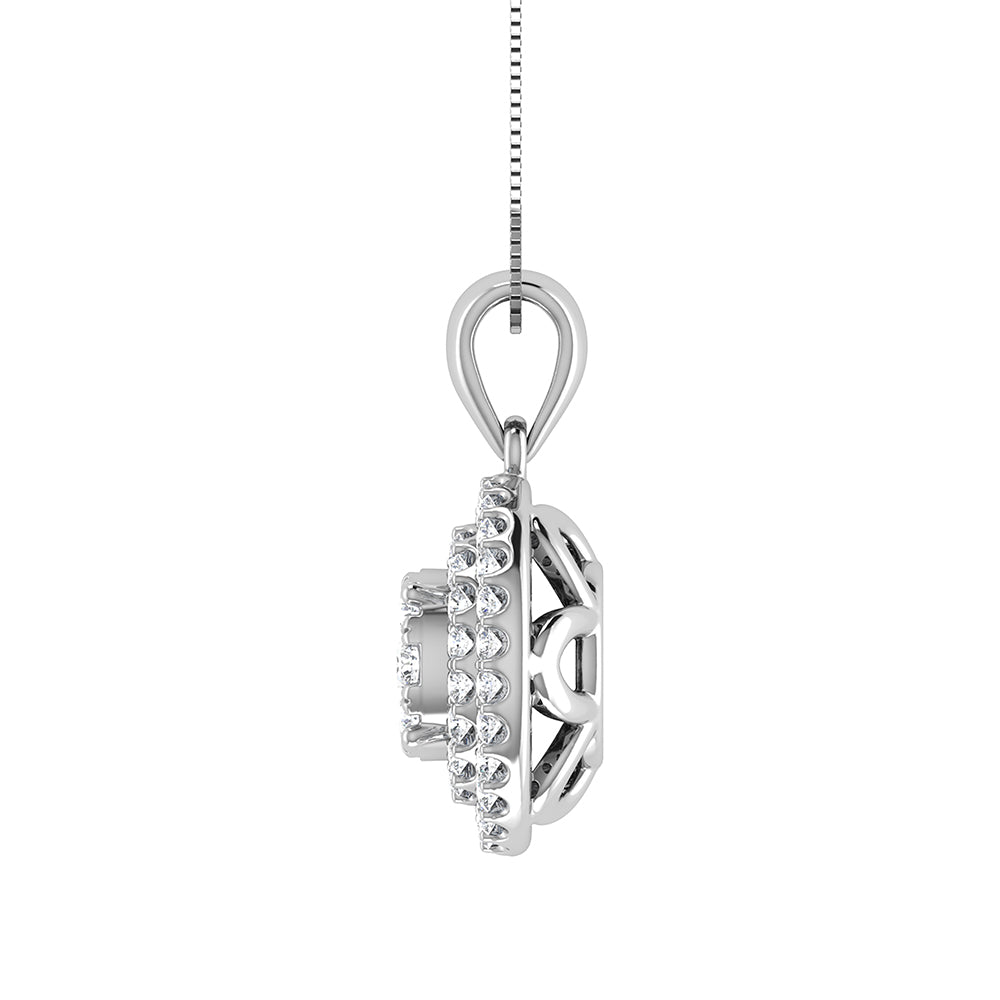 10K White Gold 3/4 Ct.Tw. Diamond Cluster Round Shape Pendant
