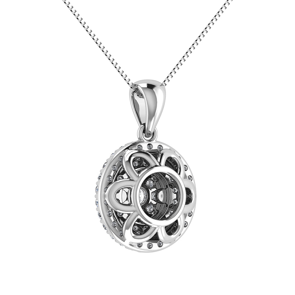 10K White Gold 3/4 Ct.Tw. Diamond Cluster Round Shape Pendant