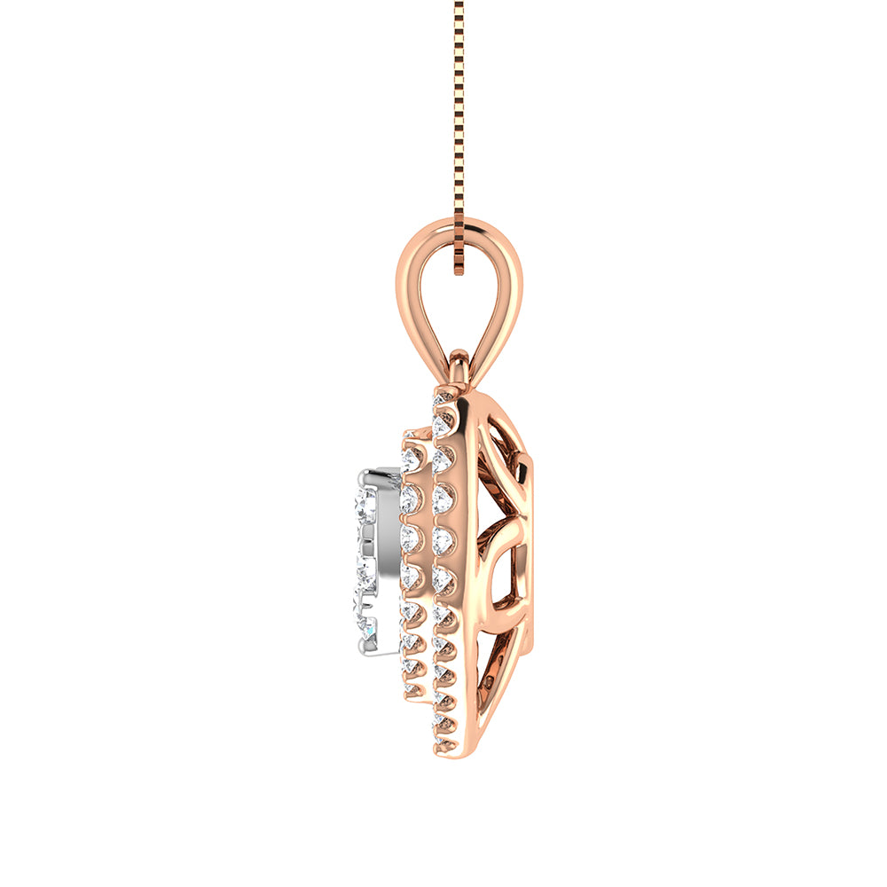 Diamond 3/4 Ct.Tw. Heart Shape Cluster Pendant In 10K Rose Gold