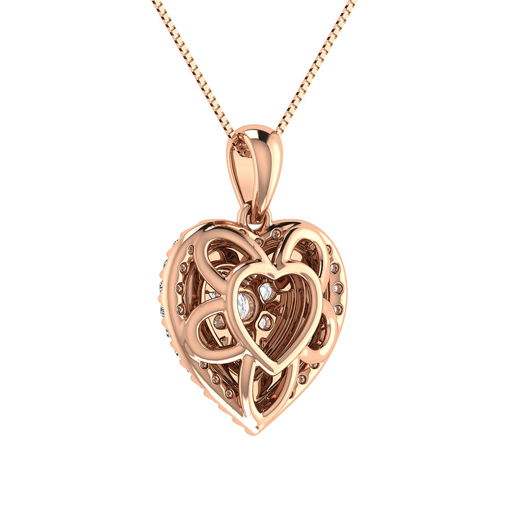 Diamond 3/4 Ct.Tw. Heart Shape Cluster Pendant in 10K Rose Gold