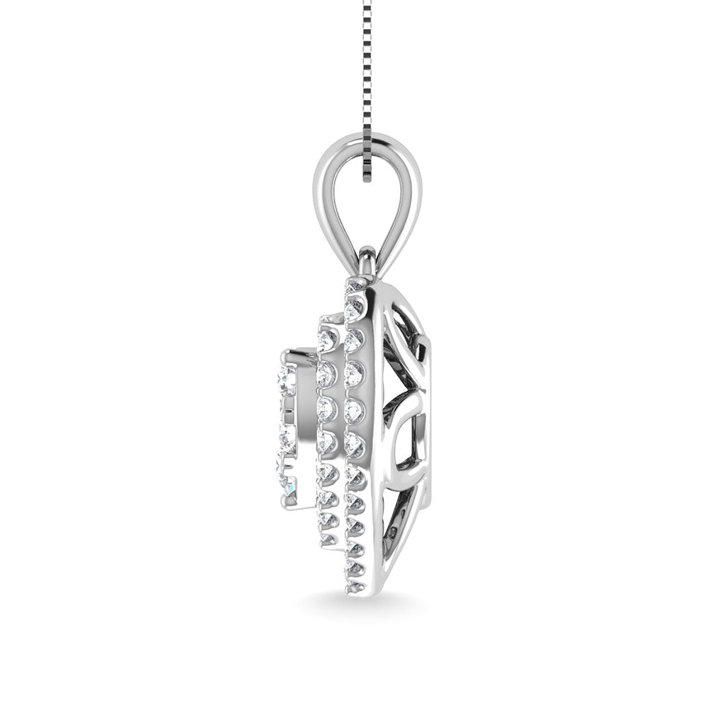 Diamond 3/4 Ct.Tw. Heart Shape Cluster Pendant In 10K White Gold