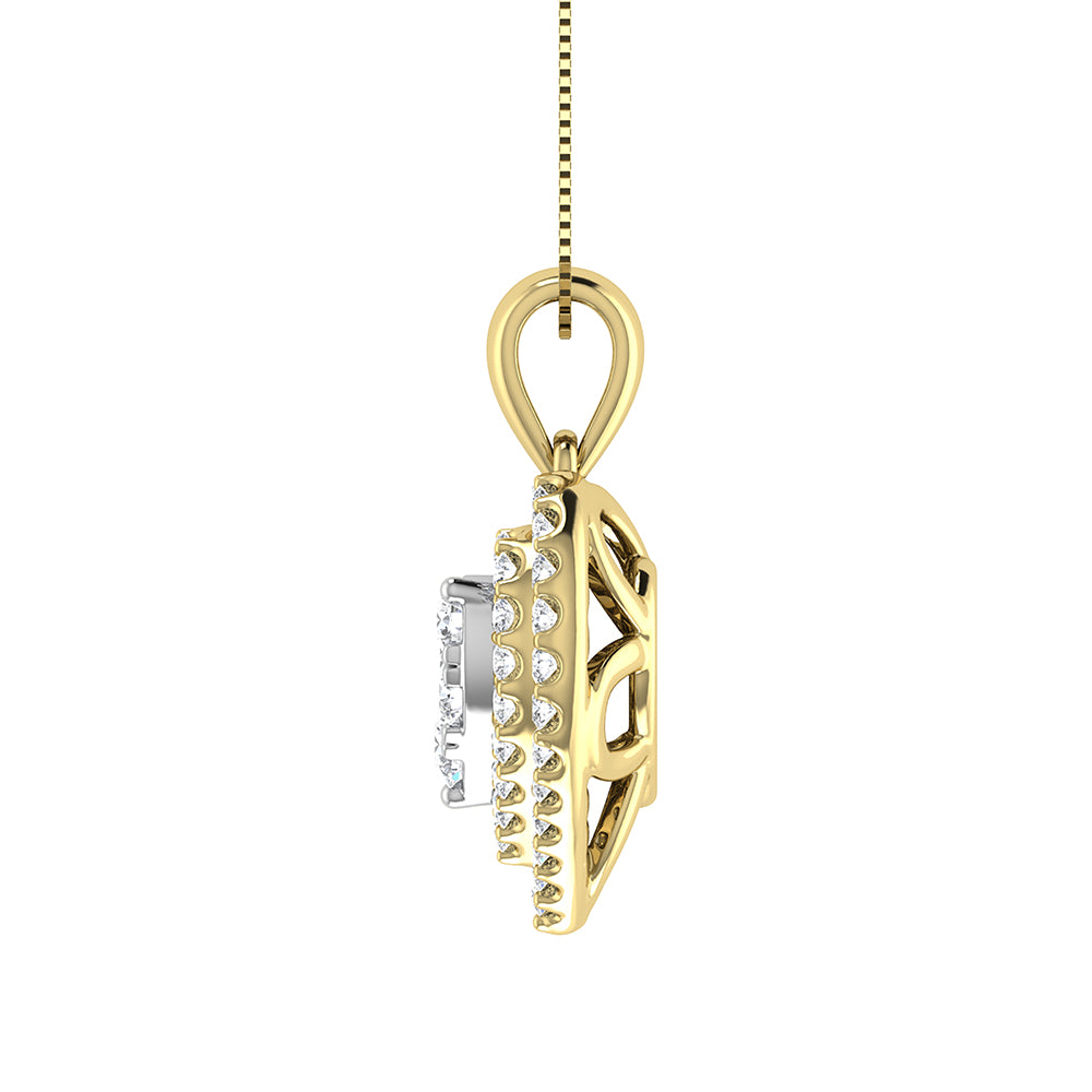 Diamond 3/4 Ct.Tw. Heart Shape Cluster Pendant In 10K Yellow Gold