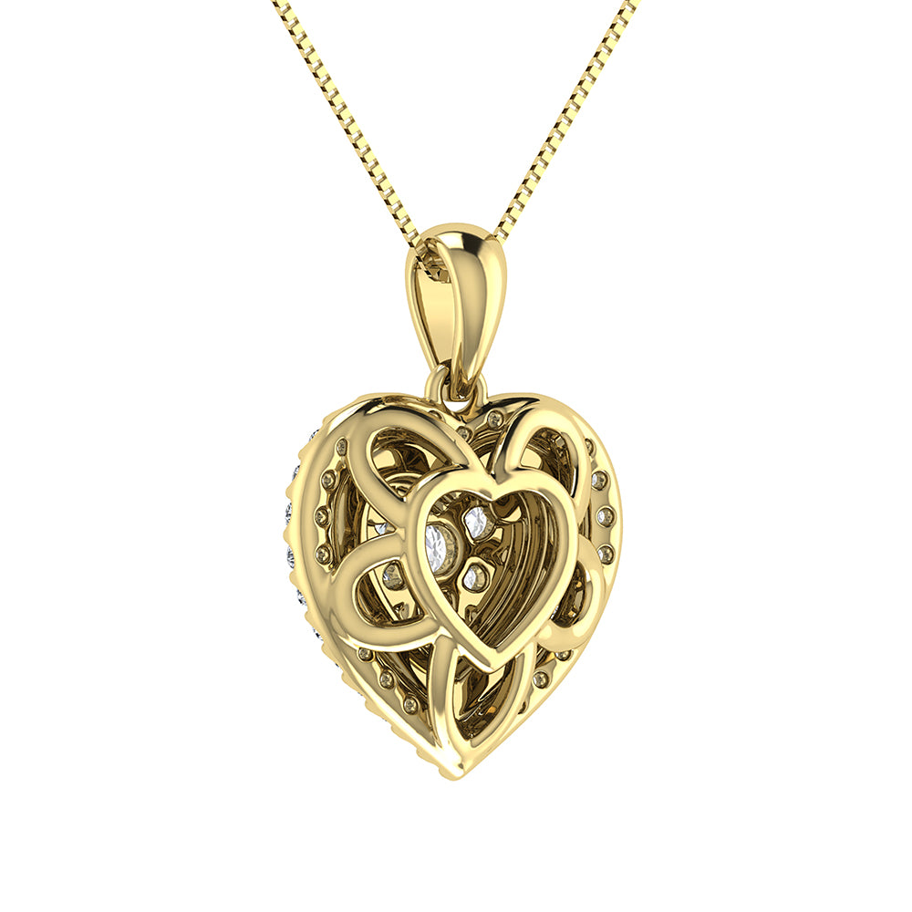 Diamond 3/4 Ct.Tw. Heart Shape Cluster Pendant In 10K Yellow Gold