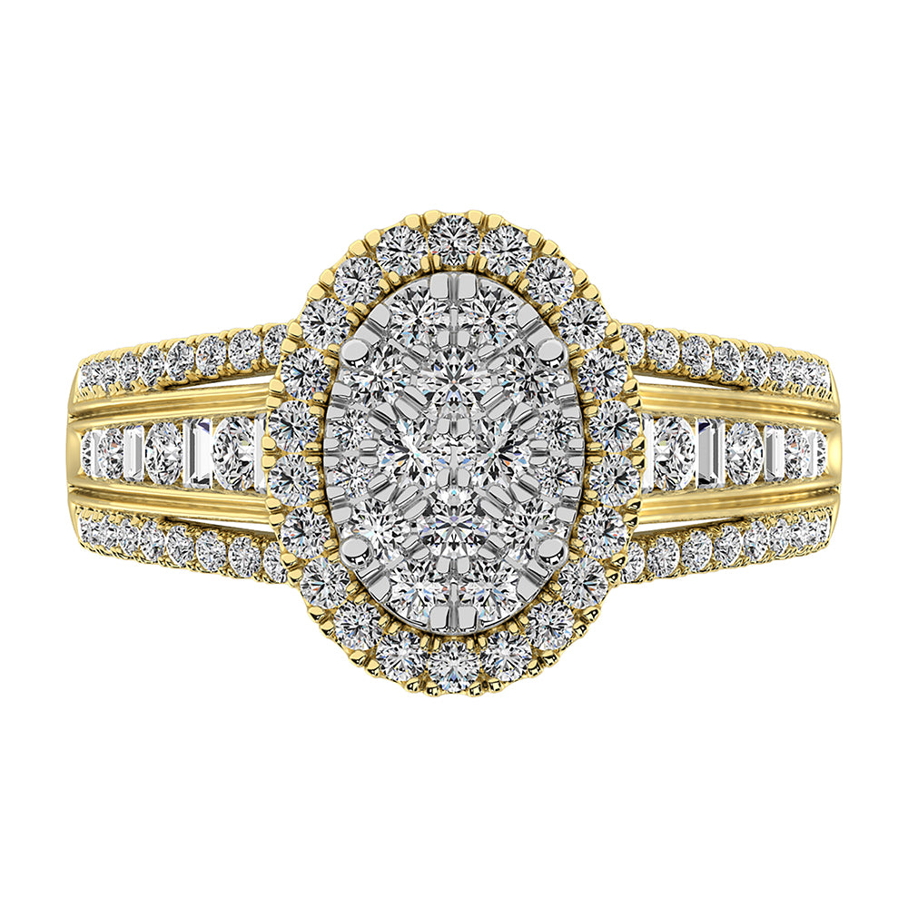 14K Yellow Gold 1 Ct.Tw. Diamond Round And Baguette Engagement Ring