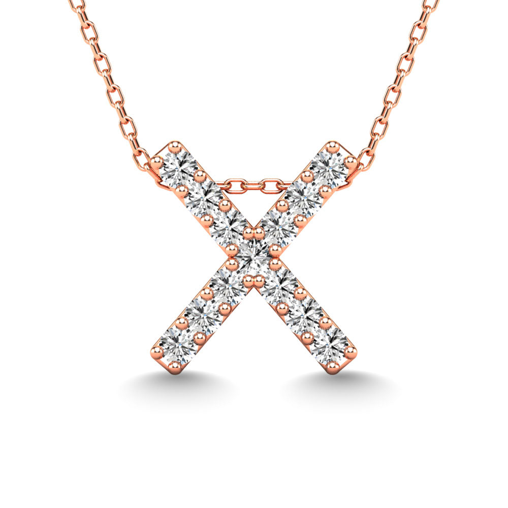 Diamond 1/8 Ct.Tw. Letter X Pendant In 14K Rose Gold&Quot;&Quot;
