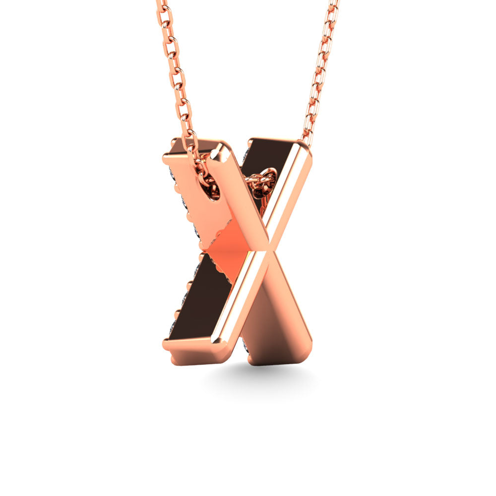 Diamond 1/8 Ct.Tw. Letter X Pendant In 14K Rose Gold&Quot;&Quot;