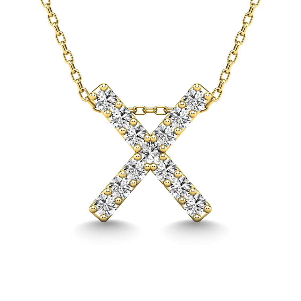 Diamond 1/8 Ct.Tw. Letter X Pendant in 14K Yellow Gold""