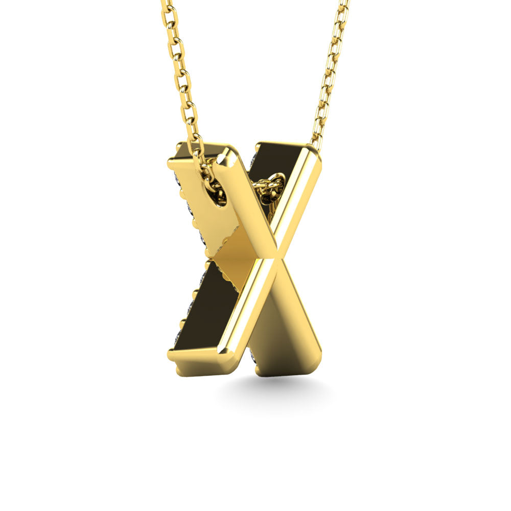 Diamond 1/8 Ct.Tw. Letter X Pendant In 14K Yellow Gold&Quot;&Quot;