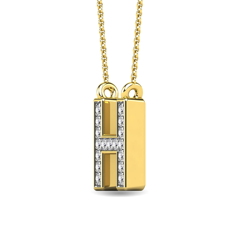 Diamond 1/20 Ct.Tw. Letter H Pendant In 10K Yellow Gold&Quot;&Quot;