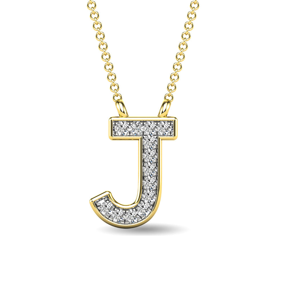 Diamond 1/20 Ct.Tw. Letter J Pendant In 10K Yellow Gold&Quot;&Quot;