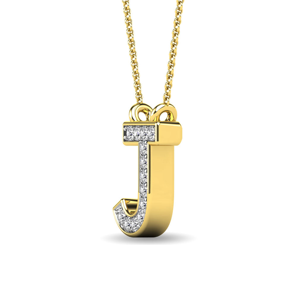 Diamond 1/20 Ct.Tw. Letter J Pendant in 10K Yellow Gold""
