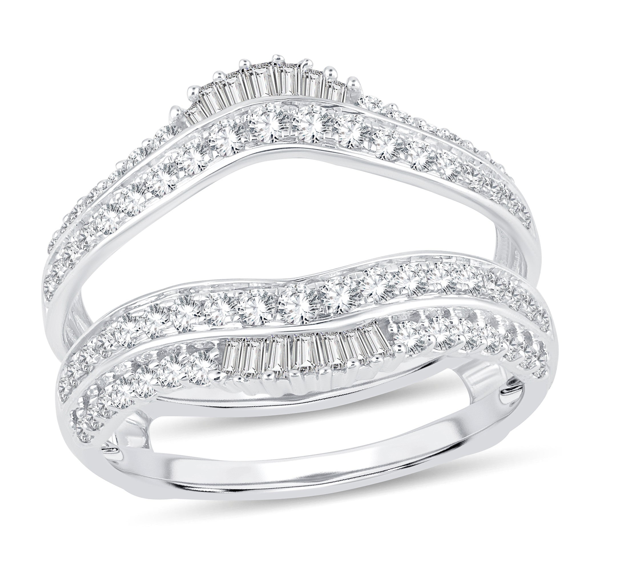 14K White Gold Exquisite 0.75Ct Ring Guard