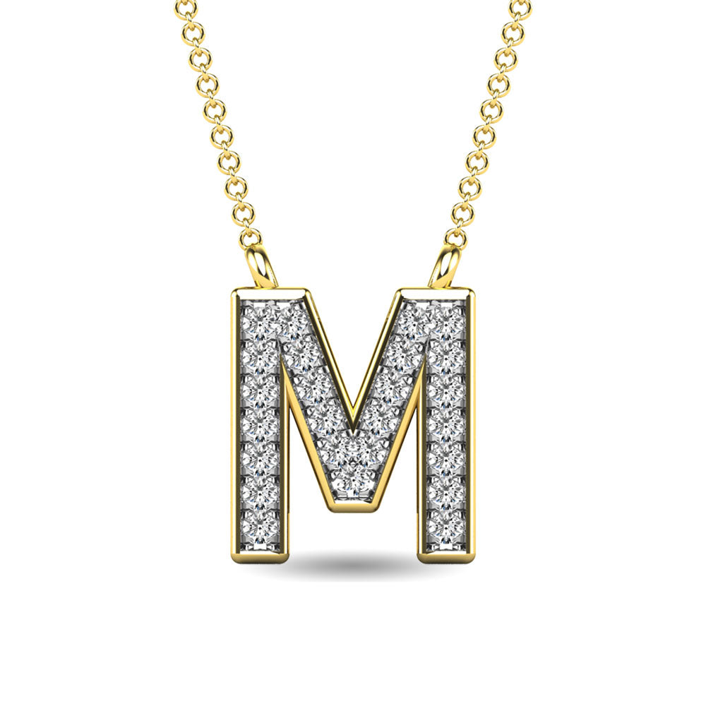 Diamond 1/20 Ct.Tw. Letter M Pendant In 10K Yellow Gold&Quot;&Quot;
