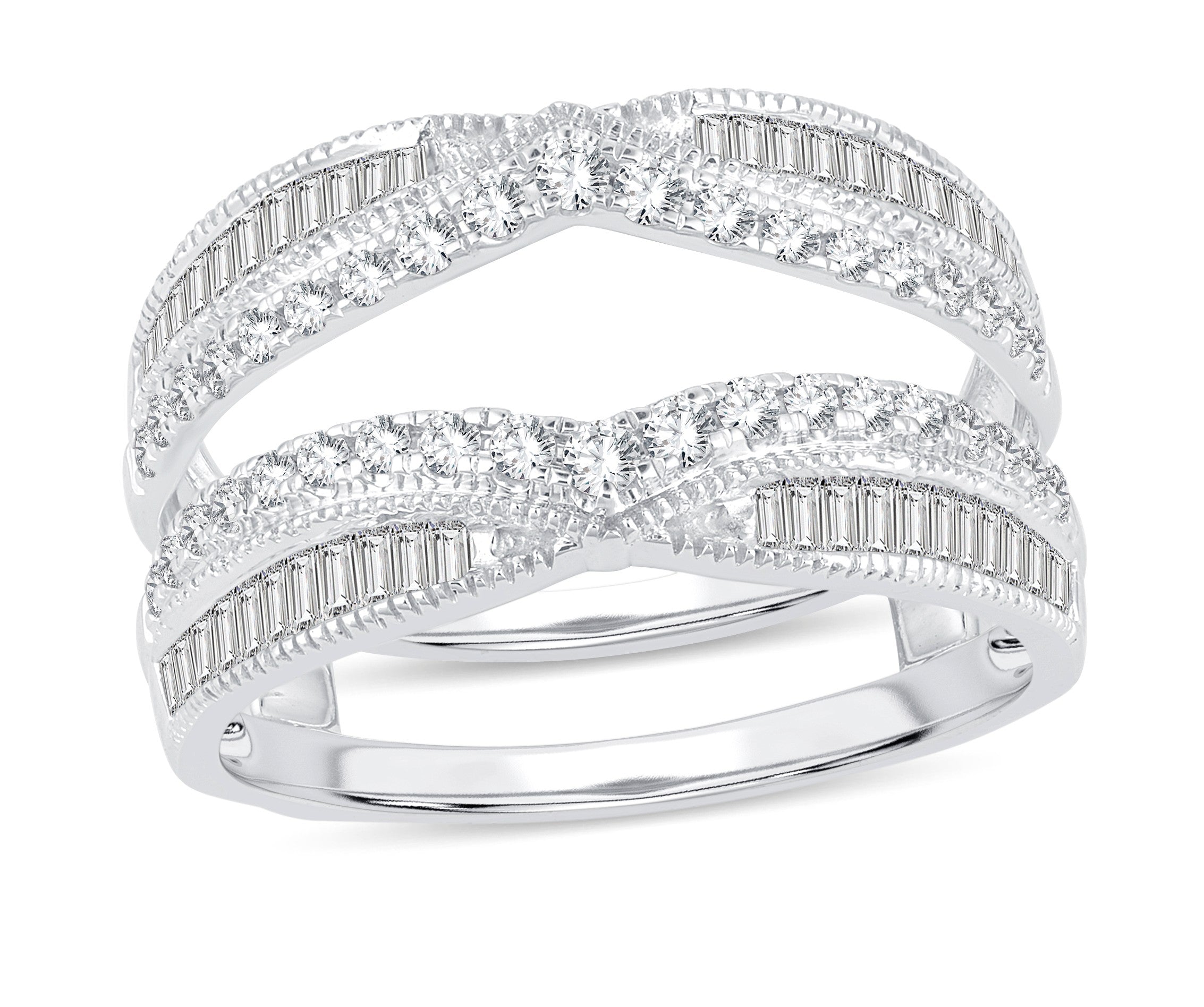 14K White Gold Beautiful 0.75Ct Ring Guard