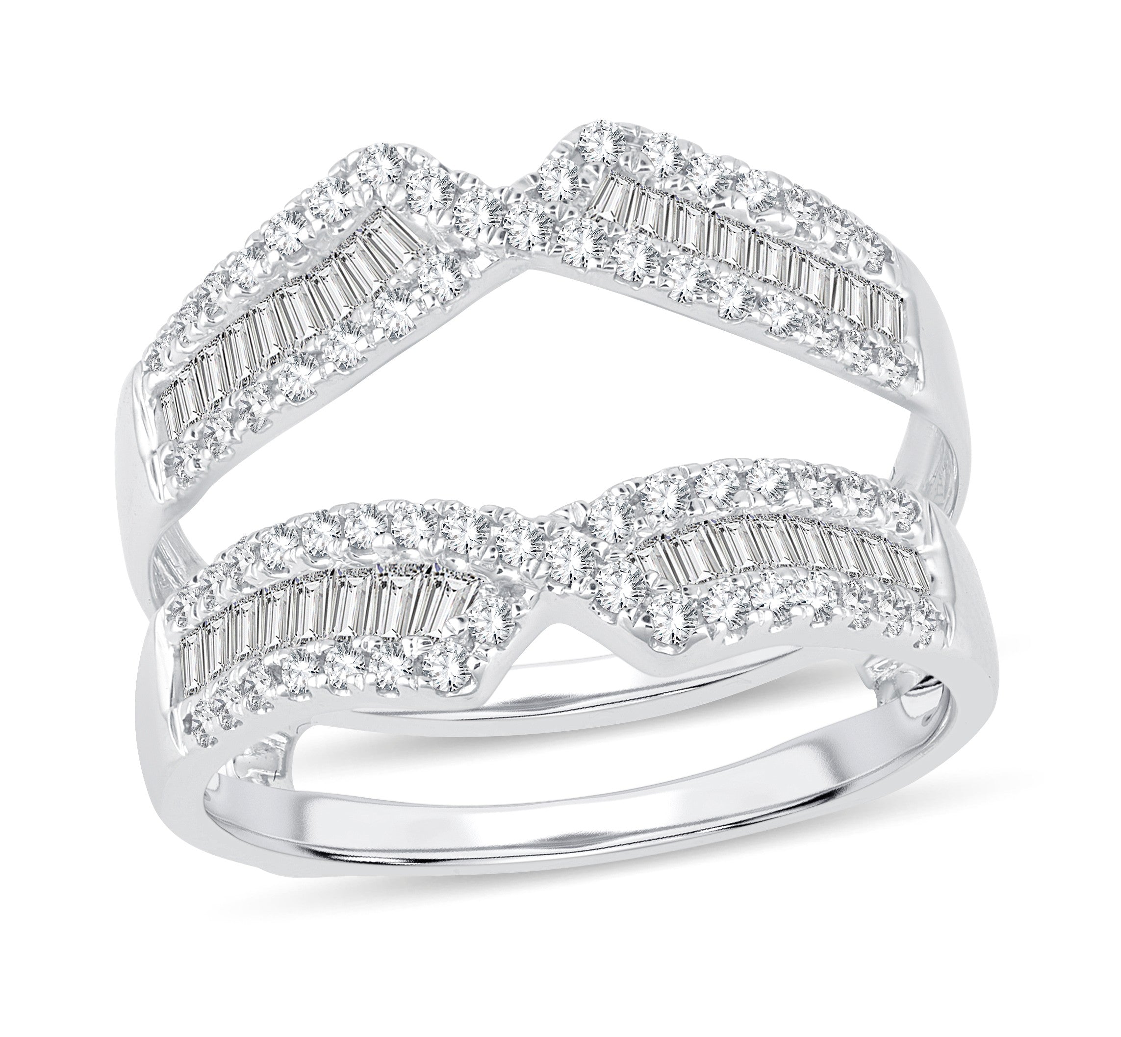 14K White Gold Elegant 0.75Ct Ring Guard