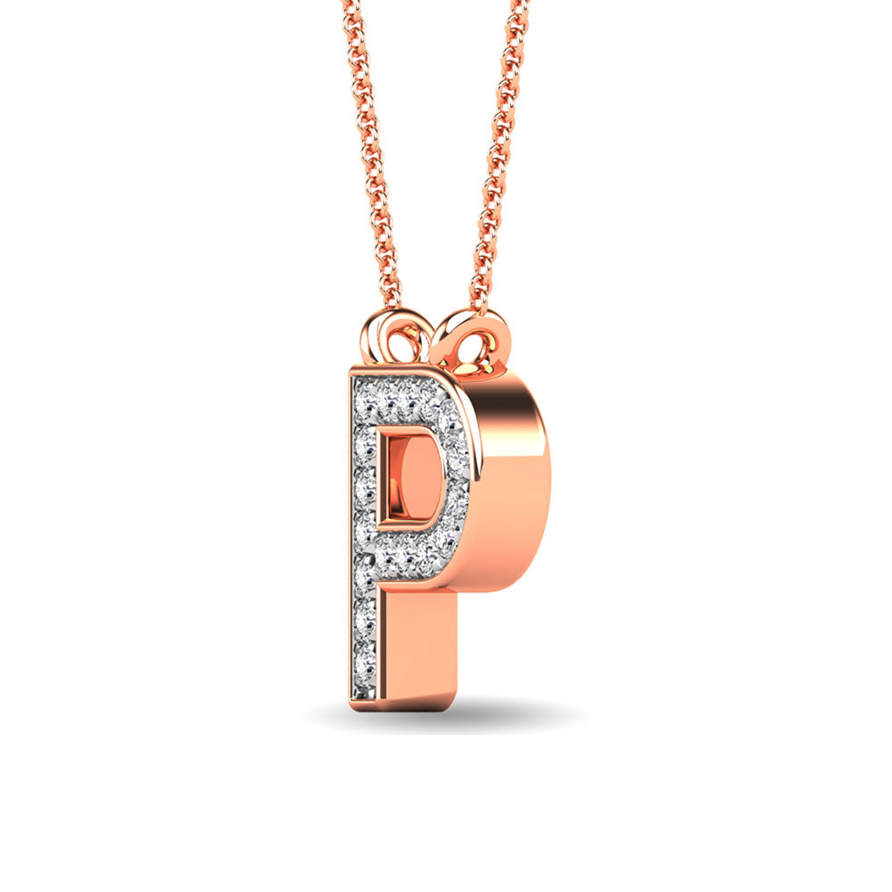 Diamond 1/20 Ct.Tw. Letter P Pendant in 10K Rose Gold""