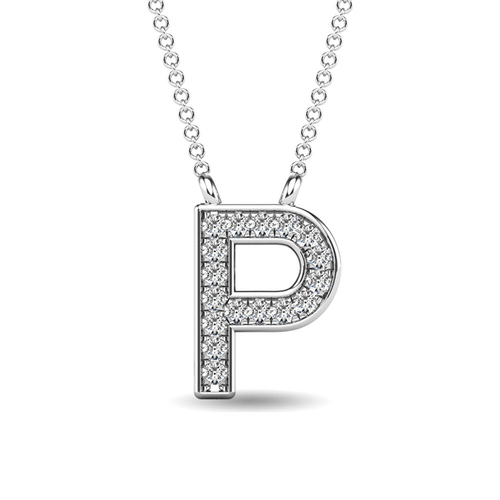Diamond 1/20 Ct.Tw. Letter P Pendant In 10K White Gold&Quot;&Quot;