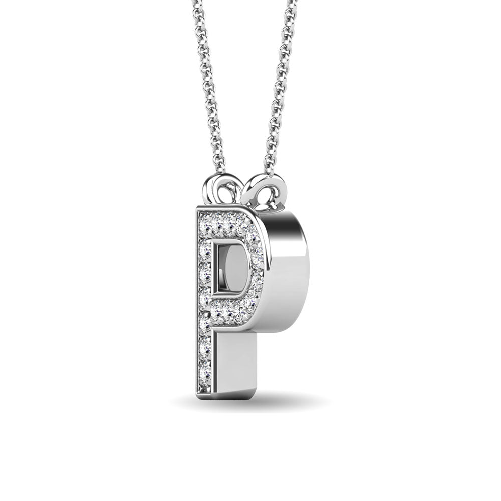 Diamond 1/20 Ct.Tw. Letter P Pendant In 10K White Gold&Quot;&Quot;