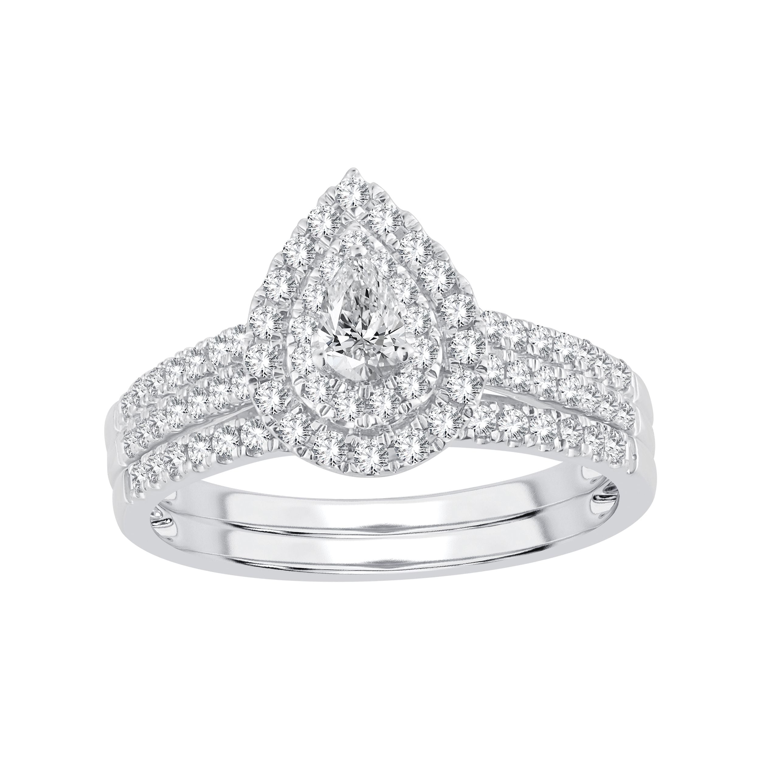 14K White Gold Dazzling 0.62Ct Diamond Bridal Ring