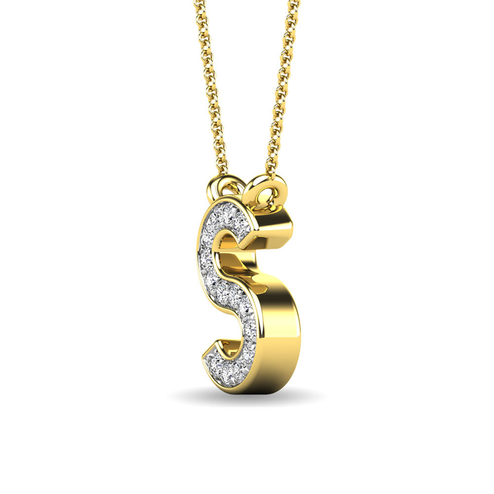 Diamond 1/20 Ct.Tw. Letter S Pendant In 10K Yellow Gold&Quot;&Quot;