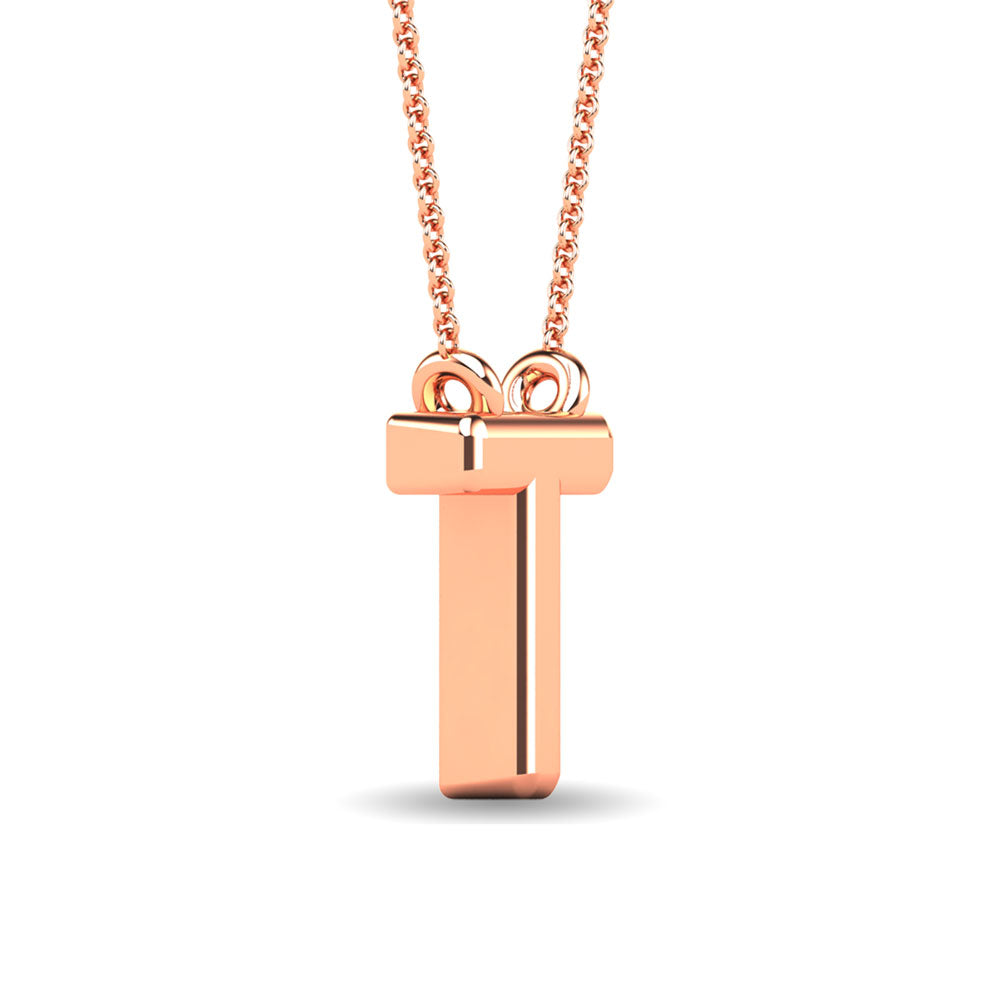 Diamond 1/20 Ct.Tw. Letter T Pendant in 10K Rose Gold""