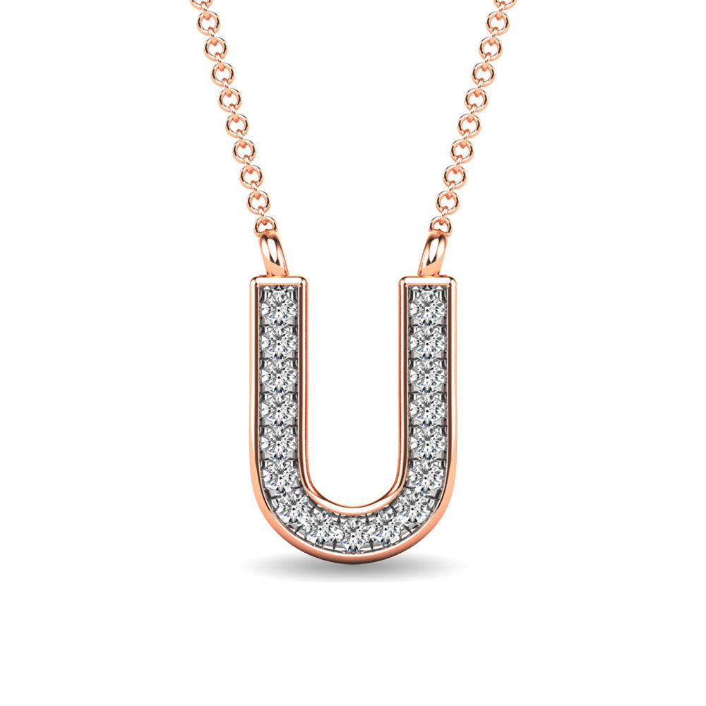 Diamond 1/20 Ct.Tw. Letter U Pendant In 10K Rose Gold&Quot;&Quot;