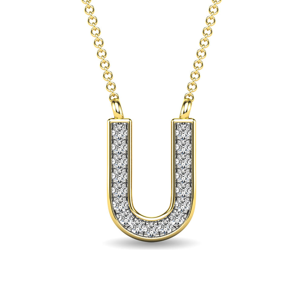 Diamond 1/20 Ct.Tw. Letter U Pendant in 10K Yellow Gold""